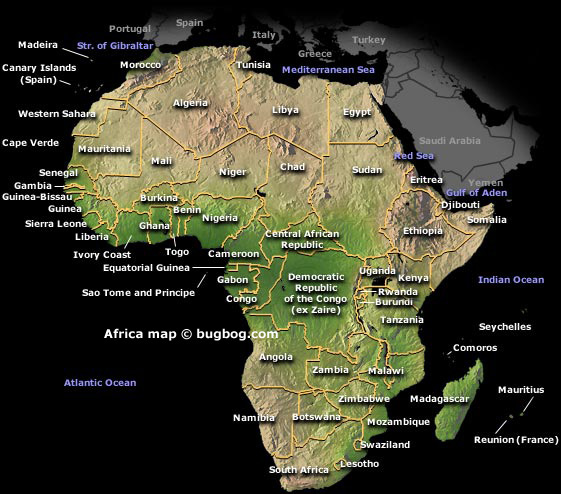 afrika fiziki haritasi