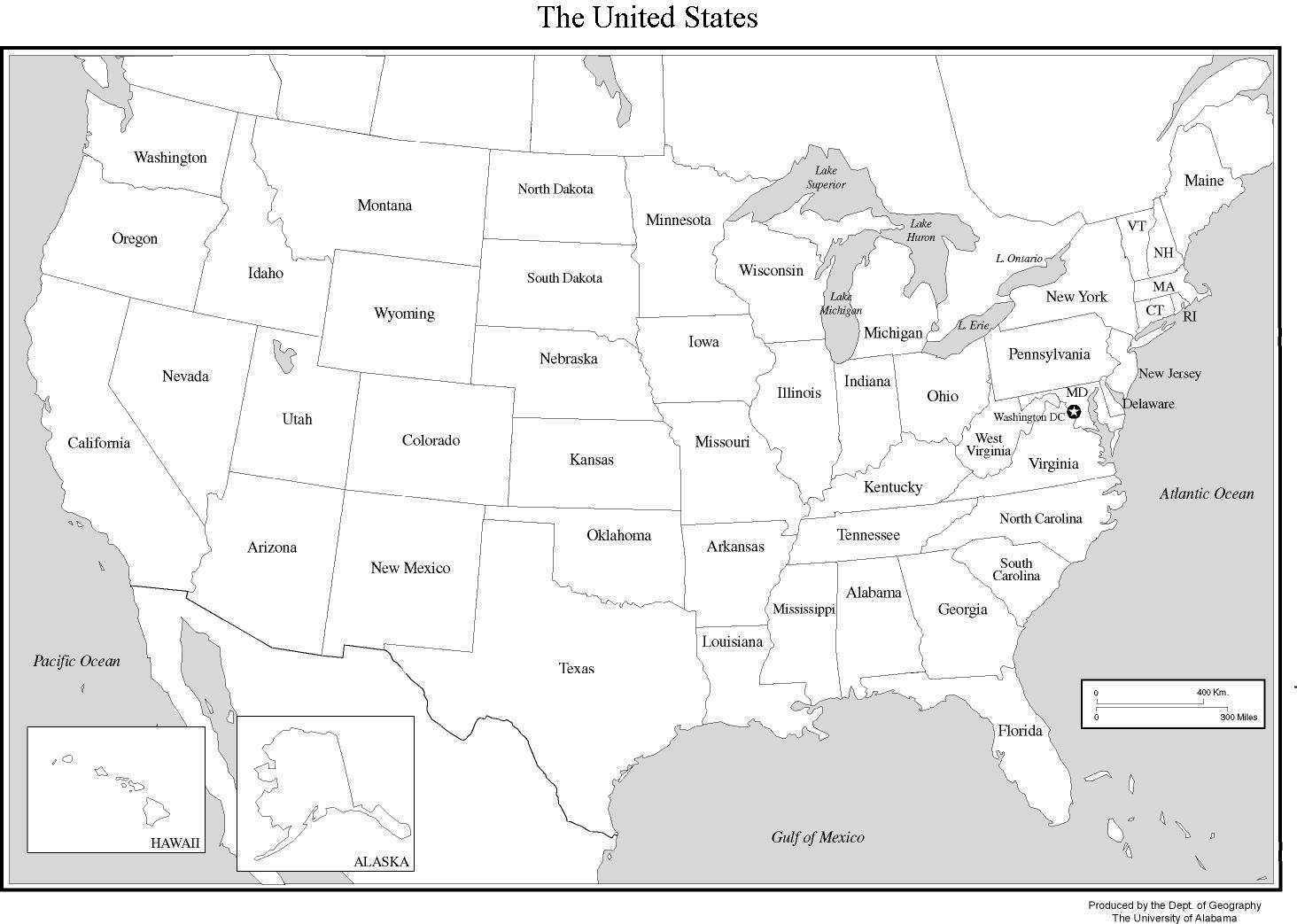 ABD Eyaletler Haritası Beyaz