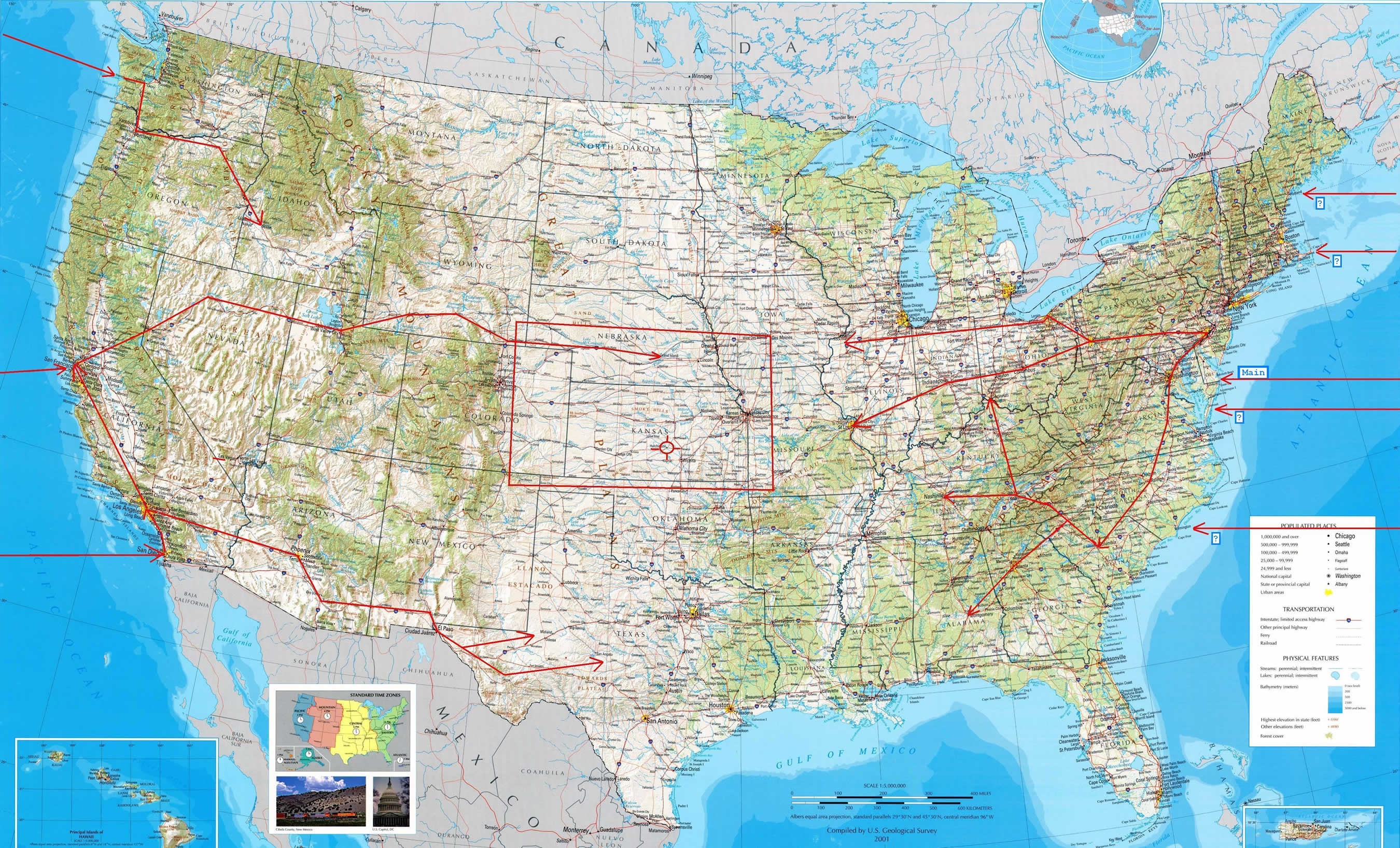 ABD Nüfus Taşıma Fiziki Haritası