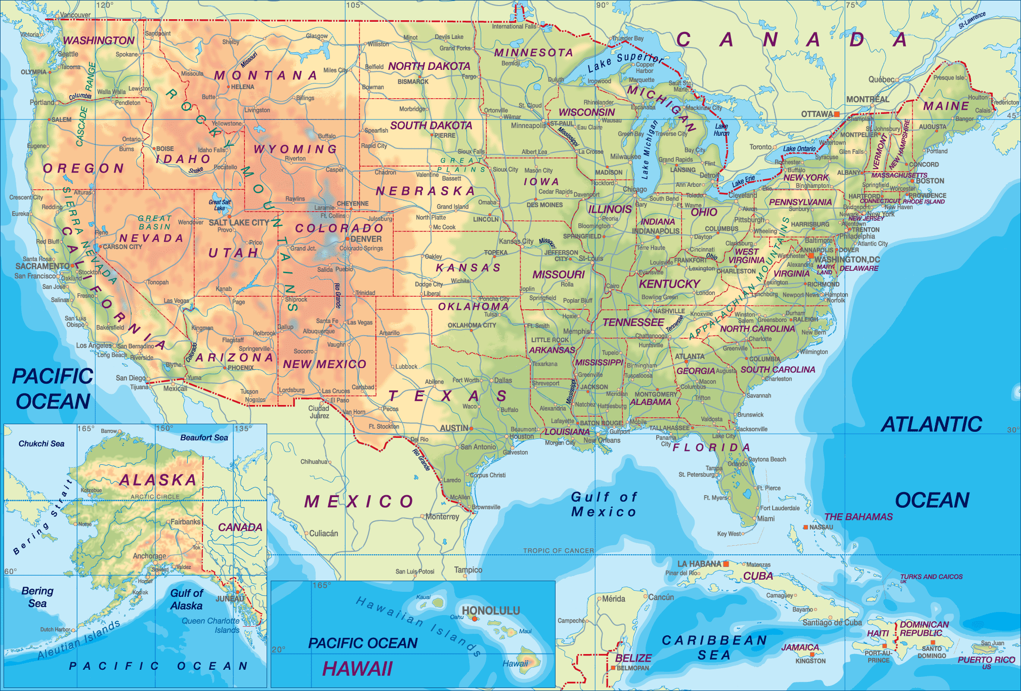 Amerika Birleşik Devletleri Haritası Türkçe