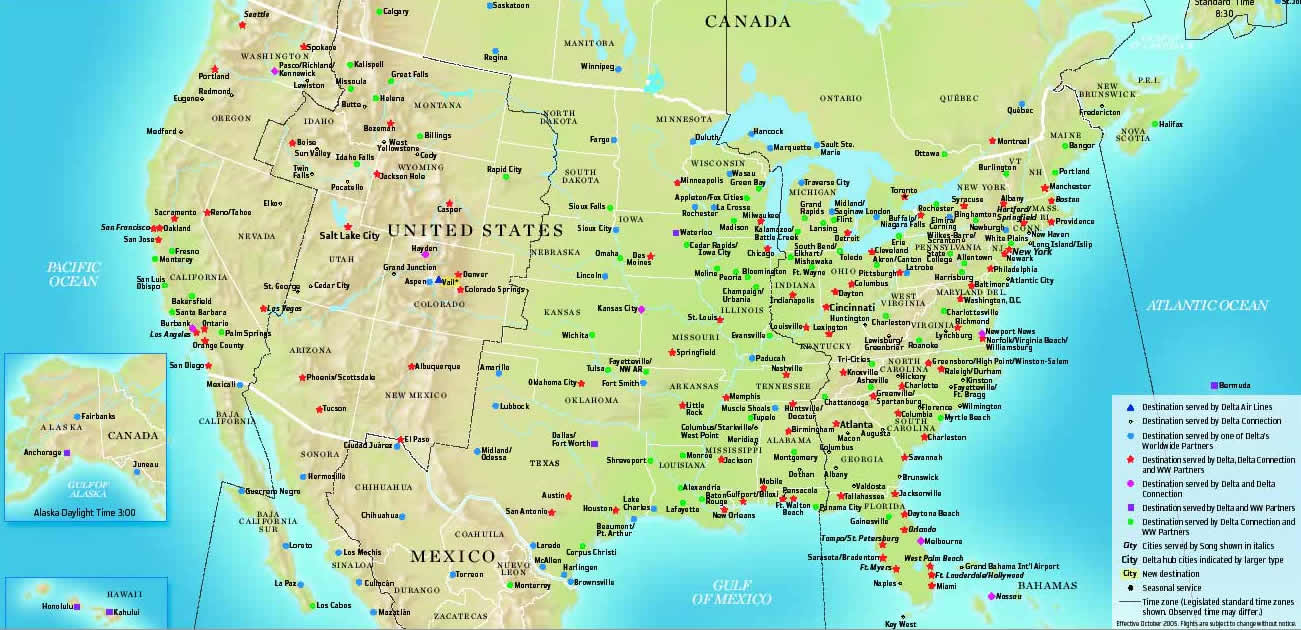 Amerika Birleşik Devletleri Havayolu Haritası