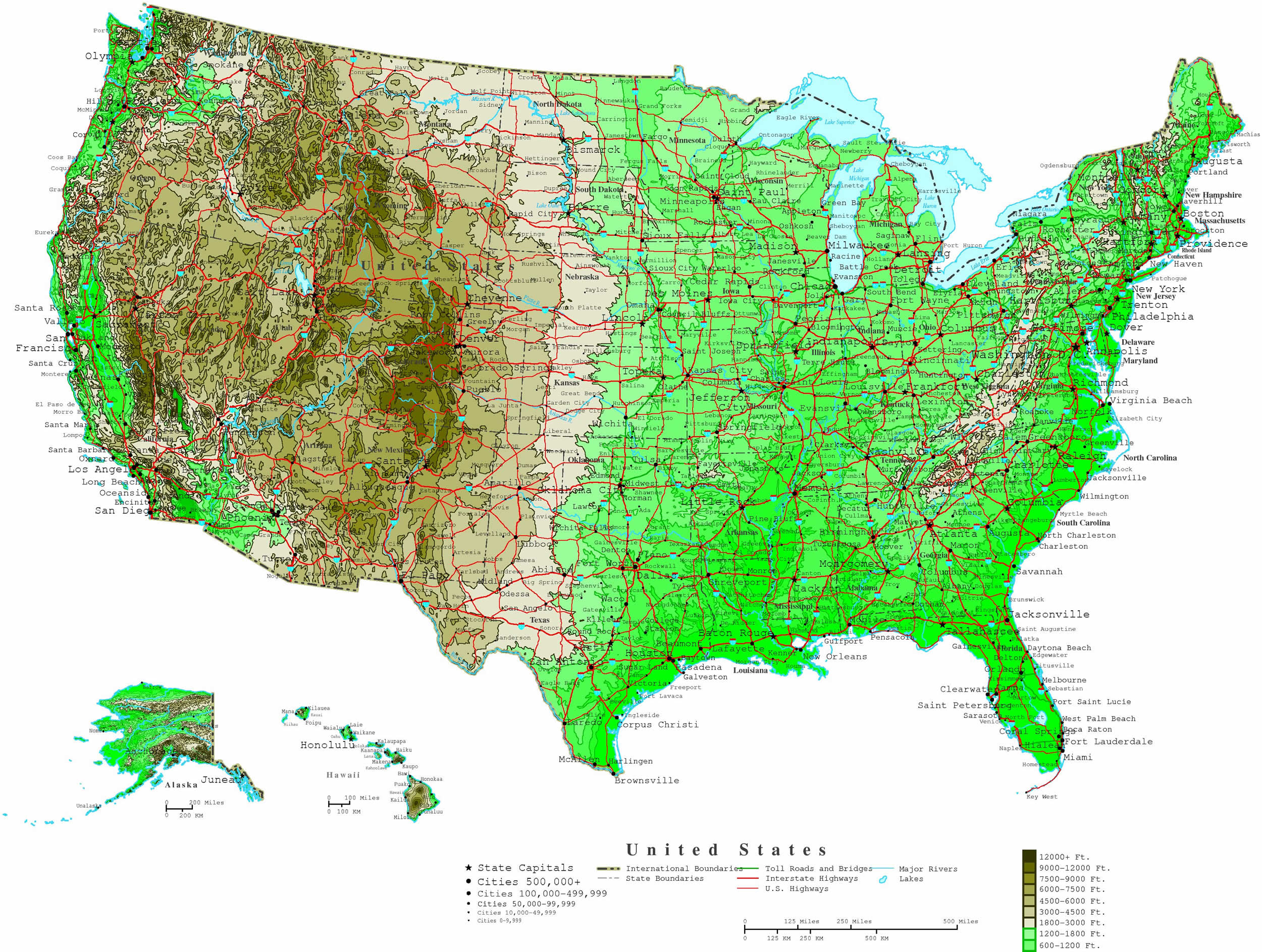 Amerika Birleşik Devletleri Nüfus Yoğunluk Şehirleri Haritası