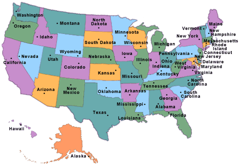 Amerika Birlesik Devletleri karayolları, uydu haritası