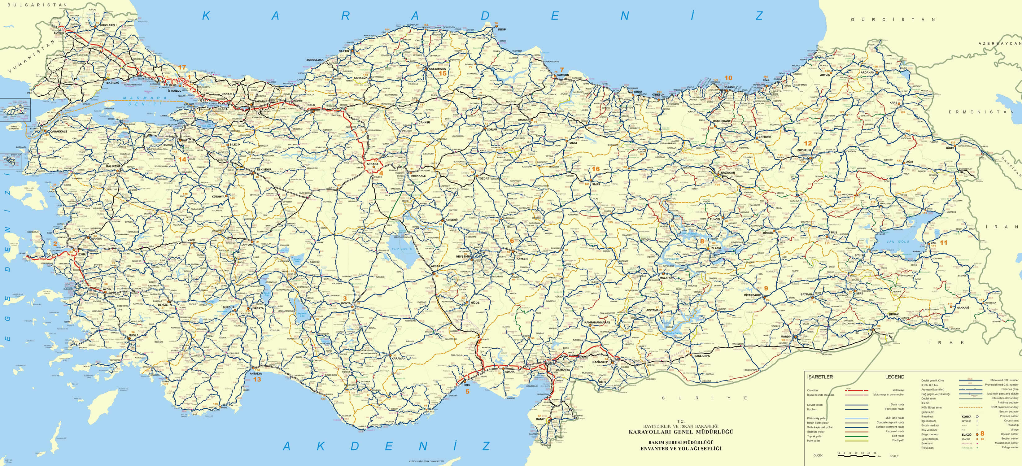 Büyük Türkiye Karayolları Haritası