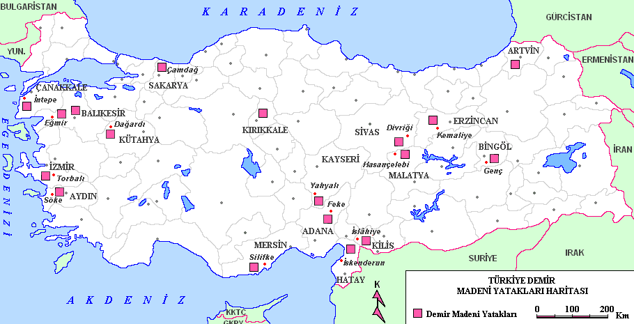 Türkiye Demir Madeni Yatakları Haritası