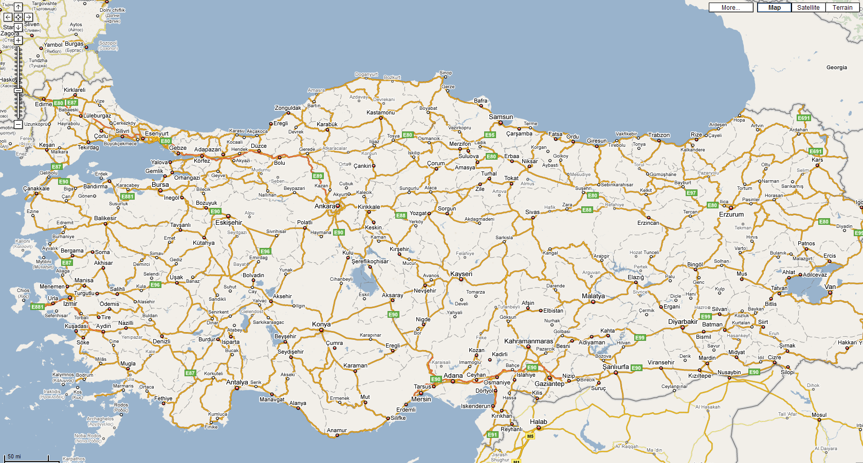Türkiye Şehirleri Ulaşım Haritası