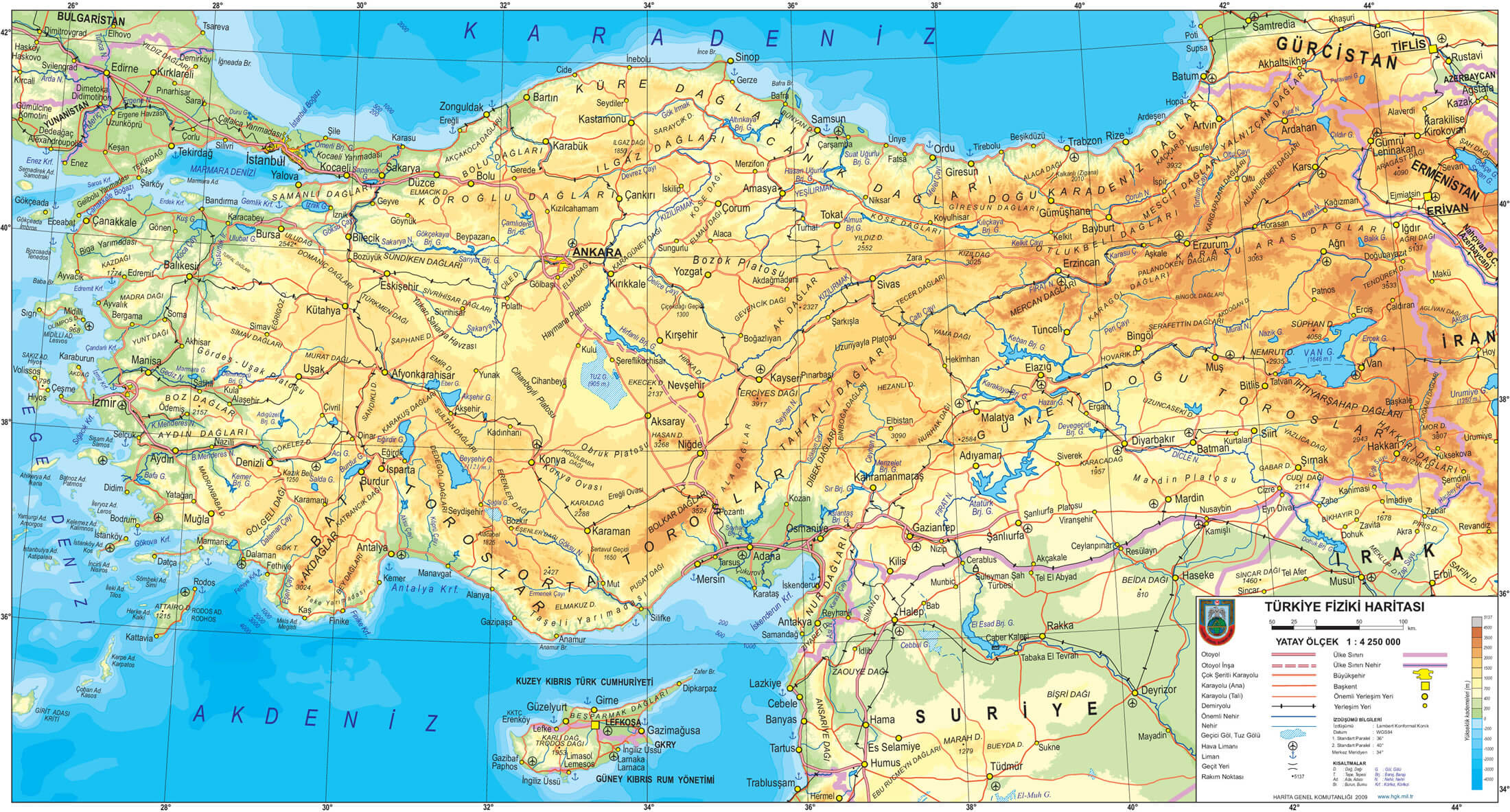 Türkiye'nin Fiziki Haritası