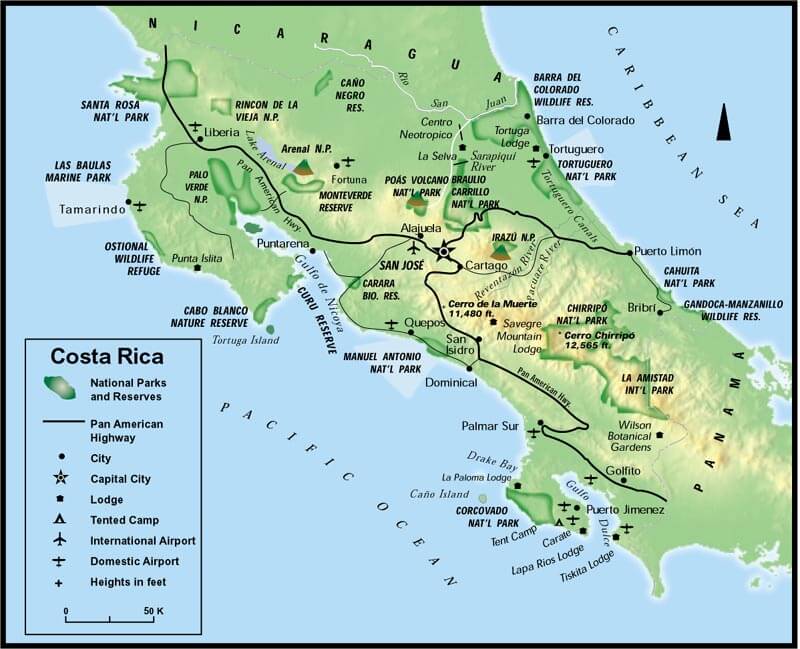 Physical Location Map Of Costa Rica Corpreneurs